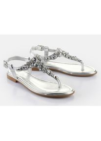 Buffalo Zehentrenner &raquo;KIRA ICE&laquo; , Riemchensandale, Sommerschuh, Urlaubsandale, Memory Foam Innensohle silberfarben, Gr&ouml;&szlig;e 41