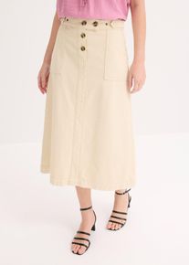 Twillkjol av bomull - beige - storlek 54 - bonprix