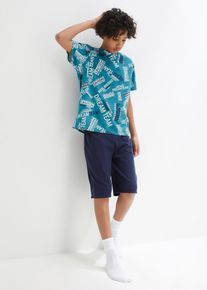 Kort pyjamas av ren bomull (2 delar) - petrol - storlek 140/146 - bonprix