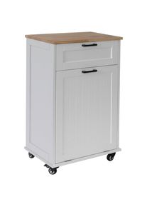 Mid.you Servierwagen, Wei&szlig;, Holz, Holzwerkstoff, Kautschukholz, vollmassiv, 1 Schublade(n) Schubladen, rechteckig, Rollen, 52x89x35 cm, einfacher Aufbau, Esszimmer, Barm&ouml;bel, Barwagen