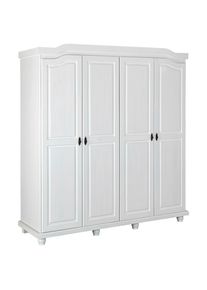 Mid.you , Wei&szlig; , Holz , Kiefer , massiv , 4 F&auml;cher , 182x198x60 cm , Schlafzimmer, Kleiderschr&auml;nke, Dreht&uuml;renschr&auml;nke