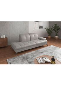 Sit & More Sit & More , Hellgrau , Textil, Leder , Kombination Echtleder/Stoff , Nappaleder , 231x90x122 cm , Goldenes M, Made in Europe, DGM-Klimapakt , Armteil rechts , Wohnzimmer, Sofas & Couches, Relaxliegen & R&eacute;cami&egrave;ren