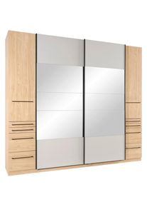 Ondega , Klar, Eichefarben , Holzwerkstoff , 2 F&auml;cher , 274x242.2x61 cm , erweiterbar, Beim&ouml;bel erh&auml;ltlich , Schlafzimmer, Kleiderschr&auml;nke, Schranksystem Unit, Unit Schwebet&uuml;renschr&auml;nke