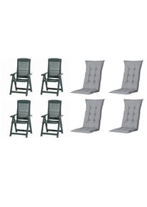 Gardenson , Grau, Gr&uuml;n , Kunststoff, Textil , 44x111x50 cm , klappbar, wetterfest, wetterbest&auml;ndig, UV-best&auml;ndig ,