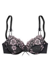 Lascana Dames Beugelbeha in zwart/roze ,maat 95C, Witt, 82% Polyamide, 12% Polyester, 6% Elastan