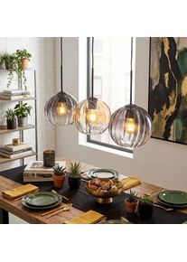 hofstein Koyoto Lampa wisząca, Lampa wisząca W kolorze bursztynu, Przezroczysty, Przydymiony, 3-punktowe