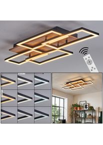 hofstein Kelar Lampa sufitowa LED Wygląd drewna, Czarny, 1-punktowy, Zdalne sterowanie