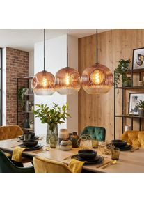 hofstein Ripoll Lampa wisząca, Kula świetlna, Lampa wisząca Przezroczysty, W kolorze miedzi, 3-punktowe