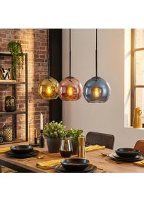 hofstein Koyoto Lampa wisząca, Kula świetlna, Lampa wisząca Niebeieski, Złoty, W kolorze miedzi, 3-punktowe