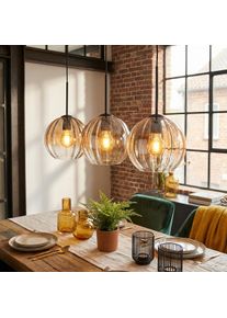 hofstein Koyoto Lampa wisząca, Lampa wisząca W kolorze bursztynu, Przezroczysty, 3-punktowe
