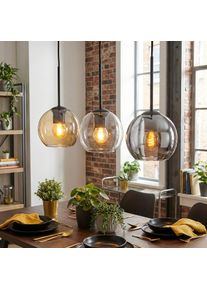 hofstein Koyoto Lampa wisząca, Kula świetlna, Lampa wisząca W kolorze bursztynu, Chrom, Przezroczysty, Przydymiony, 3-punktowe