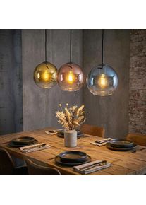 hofstein Koyoto Lampa wisząca, Kula świetlna, Lampa wisząca Niebeieski, Złoty, Przezroczysty, W kolorze miedzi, 3-punktowe