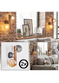 hofstein Lorin Lampa ścienna, Spot ścienny Ciemnobrązowy, Ecru, Czarny, 2-punktowe