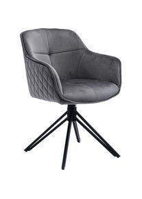 Stolkom, Armlehnstuhl &raquo;Emma&laquo; (Packung) 1 Stk.180 grad drehbar mit Auto-Return, grau/schwarz + schwarz, Polyester,