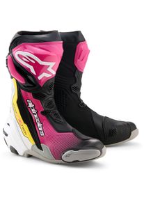 Alpinestars Supertech R, stivali , colore: Nero/Fucsia/Bianco/Giallo , dimensione: 48 EU