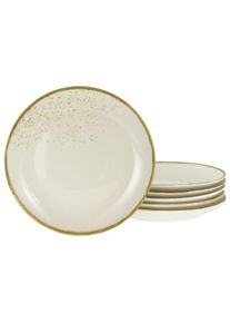 Creatable, Speiseteller &raquo;Nature Collection, Teller Set, 6-tlg.&laquo; Naturverbundenes Design, Einzigartige Oberfl&auml;che, creme, Steinzeug,