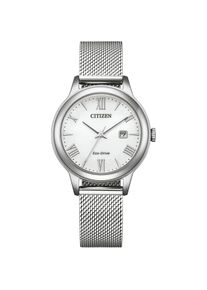 Citizen, Damen, Solaruhr Armbanduhr, Damenuhr, Edelstahlarmband, analog, Datum, Eco-Drive, silberfarben-wei&szlig;, Wundersch&ouml;ne Solaruhr f&uuml;r Damen