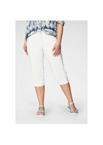 KjBRAND, Damen, Caprihose &raquo;Babsie: bequemer Oberschenkel&laquo; Sommerhose mit Strukturmuster, wei&szlig; gestreift, 42 - N-Gr, Hose Babsie in Capri L&auml;nge von 