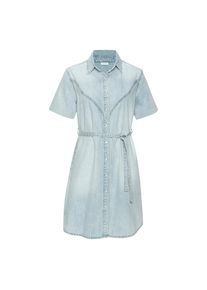 Lascana, Damen, Jeanskleid mit Bindeg&uuml;rtel, Ohne Taschen in softer Denimqualit&auml;t, light blue washed, 38 - N-Gr, Sommerkleid mit kurzen &Auml;rmeln