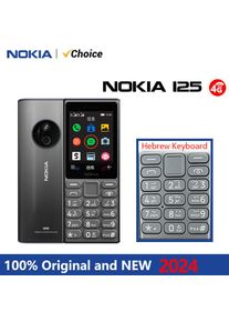 New and Original Nokia 125 4G Feature Phone Dual SIM 1450mAh Bettery Bluetooth 5.0 FM Radio Mobile Phone Hebrew Keyboard