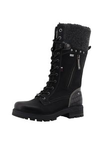 Mustang Shoes, Damen, Winterstiefel &raquo;Darleen&laquo; Schn&uuml;rstiefel mit Rei&szlig;verschluss, schwarz, 42, Modischer Stiefel mit Textilkragen am Schaft und 