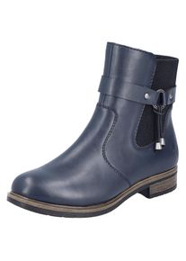 Rieker, Damen, Winterstiefelette Chelseaboots, Winterboots, Blockabsatz, mit Innenrei&szlig;verschluss, dunkelblau-schwarz, 41, Stiefelette mit dekoraktivem
