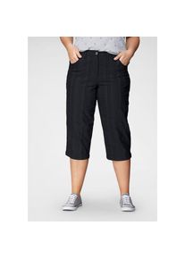 KjBRAND, Damen, Caprihose &raquo;Babsie: bequemer Oberschenkel&laquo; Sommerhose mit Strukturmuster, schwarz gestreift, 48 - N-Gr, Hose Babsie in Capri L&auml;nge von 