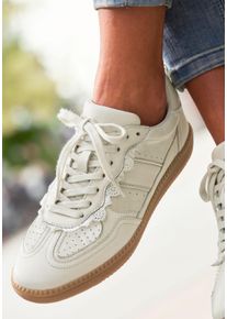 Lascana Dames Sneaker in cr&egrave;me ,maat 36, Witt, 85% Leer, 85% Runderleer