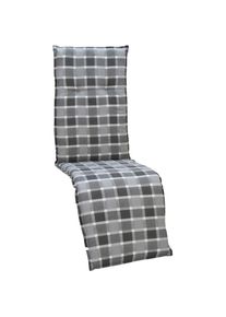 Gardenson Relaxsesselauflage, Anthrazit, Grau, Textil, Karo, F&uuml;llung: Schaumstoff, Fleece,Schaumstoff, Fleece, rechteckig, 50x6x171 cm, formstabil, f&uuml;r den Au&szlig;enbereich geeignet, UV-best&auml;ndig, mittels B&auml;ndern zu befestigen, mittels Gurtband zu befestigen, Gartenm&ouml;bel, Gartenpolster & Auflagen, Sesselauflagen