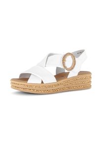 Keilsandalette Gabor, Damen, Gr. 44, wei&szlig; (creme), Nappaleder, Schuhe Keilsandalette, Plateau, Riemchensandale, Sommerschuh mit Zierschnalle