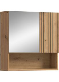 Spiegelschrank Welltime "MANI, Spiegelt&uuml;r, 1 offenes Fach, 2 T&uuml;ren", artisan oak nachbildung, B:54cm H:55cm T:17cm, FSC-zertifizierter Holzwerkstoff, Schr&auml;nke, Spiegelschrank, Spiegelschrank, Bad-Spiegel, Badezimmerspiegel, Spiegel, Bad