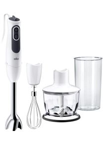 Braun Stabmixer "MQ 3135 WH Sauce MultiQuick 3", grau (wei&szlig;, grau), B:5,3cm H:40cm T:5,3cm, Mixer, mit Schneebesen, 500 ml Zerkleinerer und 600 ml Mixbecher, Stabmixer