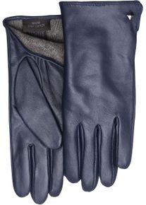 Lederhandschuhe Pearlwood "Meg", Damen, Gr. 7.5, blau, Schafsleder, unifarben, Handschuhe Lederhandschuhe, dekorativer Rockstud - elastischer Bund - Seitenschlitz