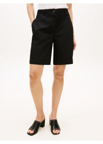 Chinoshorts Tommy Hilfiger "CO GMD BLEND CHINO SHORT", Damen, Gr. 44, N-Gr, schwarz, Web, Obermaterial: 65% Baumwolle, 33% Lyocell, 2% Elasthan, unifarben, gerade kurz, Hosen Chinoshorts, mit gekn&ouml;pften Ges&auml;&szlig;taschen, Regular Fit