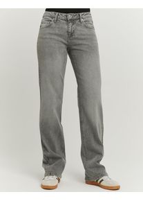 Straight-Jeans Tally Weijl "SPADEPOLKIS", Damen, Gr. 34, N-Gr, denim grau, hgu3, Denim/Jeans, Obermaterial: 99% Baumwolle, 1% Elasthan, clean, straight fit lang, Jeans Straight-Jeans, elastisch, tief geschnitten mit geradem Beinverlauf