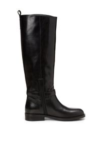 Marc O'Polo Stiefel MARC O'POLO "ENZA", Damen, Gr. 40, Normalschaft, schwarz, Kalbsleder, unifarben, Schuhe Stiefel, Langschaftstiefel, Blockabsatz, mit Innenrei&szlig;verschlus