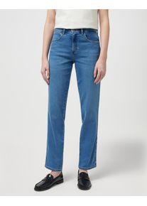 Straight-Jeans Wrangler, Damen, Gr. 31, L&auml;nge 32, blau (aurelia), Denim/Jeans, Obermaterial: 81% Baumwolle, 8% Lyocell, 8% Polyester, 3% Elasthan, straight fit lang, Jeans Straight-Jeans