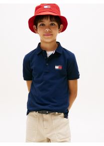 Poloshirt Tommy Hilfiger "WAVY FLAG POLO ITHICA PLACKET SHORT SLEEVE", M&auml;dchen, Gr. 10 (140), blau (schwarz night navy), Piqu&eacute;, Obermaterial: 100% Baumwolle, unifarben, regular fit normal, hoch geschlossener Ausschnitt, Rippstrickb&uuml;ndchen, Shirts Poloshirt, Kinder bis 16 Jahre, Baumwoll-Piqu&eacute;, regular fit