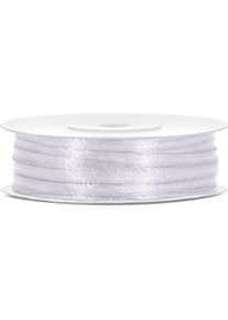 partydeco, Geschenkverpackung, Satin Ribbon, white, 3mm/50m (1 pc. / 50 lm) (1x)