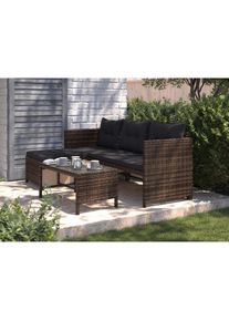 Ambia Garden Loungegarnitur, Dunkelbraun, Metall, Kunststoff, Glas, seitenverkehrt montierbar, 179x120 cm, wetterfest, Tisch mit Glasplatte, Gartenm&ouml;bel, Loungem&ouml;bel, Loungegarnituren