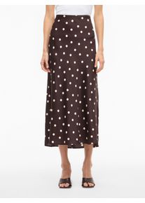 Maxirock Vila "VIELLETTE HW LONG SKIRT - NOOS", Damen, Gr. 40, coffee bean aop:sandshell dots, Web, Obermaterial: 100% Polyester, bedruckt, Basic schmal wadenlang, R&ouml;cke Maxirock, Kunstfaser