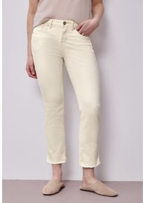 Slim-fit-Jeans Street One "Style Tilly", Damen, Gr. 26, L&auml;nge 28, beige (ecru soft washed), Denim/Jeans, Obermaterial: 92% Baumwolle, 6% Elastomultiester, 2% Lyocell, unifarben, slim fit 7/8-L&auml;nge, Jeans Slim-fit-Jeans, Straight Legs Jeans mit fransigem Saum