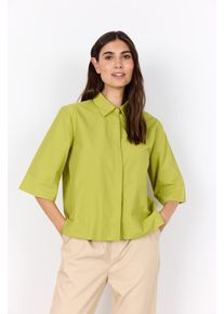 Hemdbluse soyaconcept "SC-NETTI 118", Damen, Gr. S, split pea, Web, Obermaterial: 53% Polyester, 47% Baumwolle, gepflegt, unifarben, bequem h&uuml;ftlang, Rundhals, weit, Blusen Hemdbluse, mit 3/4 Arm