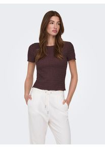 Kurzarmshirt Only "ONLILSE S/S TOP STRUCTURE JRS NOOS", Damen, Gr. L, deep mahogany, Jersey, Obermaterial: 100% Polyester, unifarben, regular fit normal, U-Boot-Ausschnitt, Shirts Kurzarmshirt, Kunstfaser, regular fit