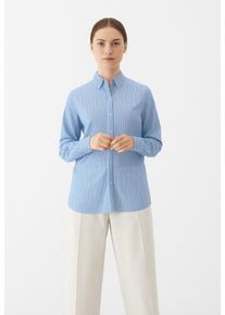 Hemdbluse Only "ONLBERIT LIFE L/S SHIRT WVN", Damen, Gr. L, schwarz (blau bell stripes:schwarz, cd stripes), Web, Obermaterial: 100% Viskose, gestreift, regular fit Po-bedeckend, Manschette, Blusen Hemdbluse