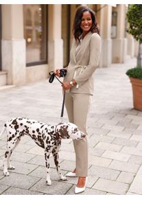 Dames Comfortbroek met 2 zakken in sesam ,maat 19, WITT, 76% Polyester, 20% Viscose, 4% Elastan