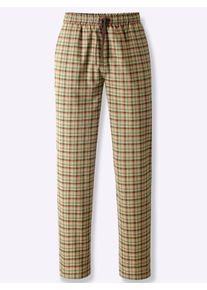 Heren Broek, lang in beige/choco geruit ,maat 44/46, Witt, 100% Katoen