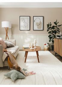 benuta nest Dywan shaggy Emy kremowy 140x200 cm Poliester Tęcza,Jednolity