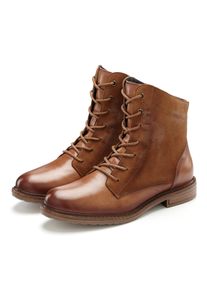 Stiefelette Lascana "Boots, Lederschuhe", Damen, Gr. 42, braun (camelfarben), Obermaterial: 100% Rindsleder. Decksohle: 100% Schafsleder. Futter: 100% Schafsleder. Laufsohle: 100% Synthetik, unifarben, Basic, Schuhe Stiefelette, aus Leder