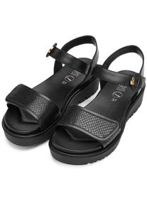 Keilsandalette Ara "BILBAO", Damen, Gr. 37, Leder, schwarz, Glattleder, Leder, Reptilienpr&auml;gung, Schuhe Keilsandalette, Plateau, Riemchensandale mit Klettverschl&uuml;sse, G-Weite